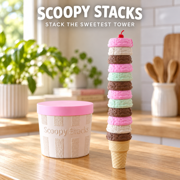 Scoopy Stacks — Ice-Cream Stacking Game — Centered complete-product hero