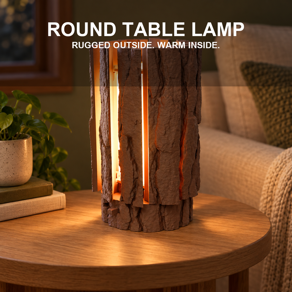 Lantern Log — Cabin Light in Printed Bark — Feature view