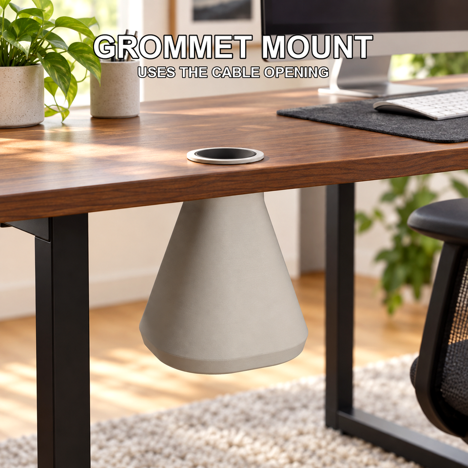 Cable Port Trashcan — Clear the Desk Below — Feature detail