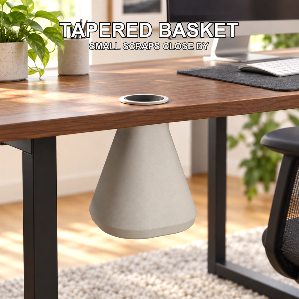 Cable Port Trashcan — Clear the Desk Below — Feature view