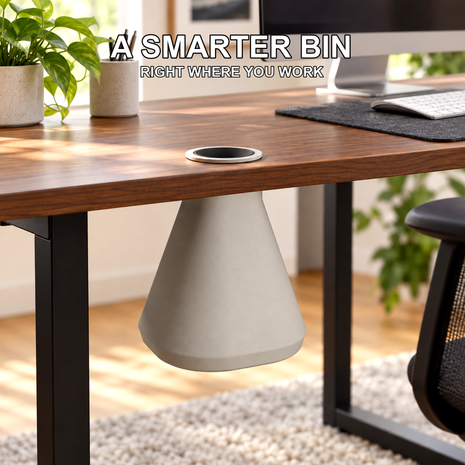 Cable Port Trashcan — Clear the Desk Below — Feature view