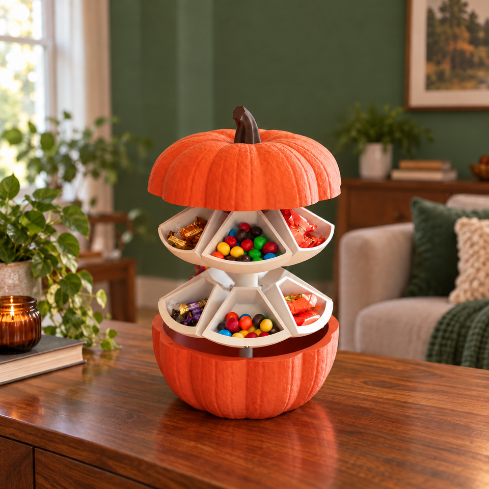 Yumpkin fully expanded to reveal two tiers of six ivory storage trays.