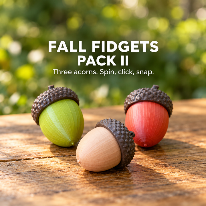 Fall Fidgets Pack II — Acorn Spinner, Clicker & Magnetic Fidgets