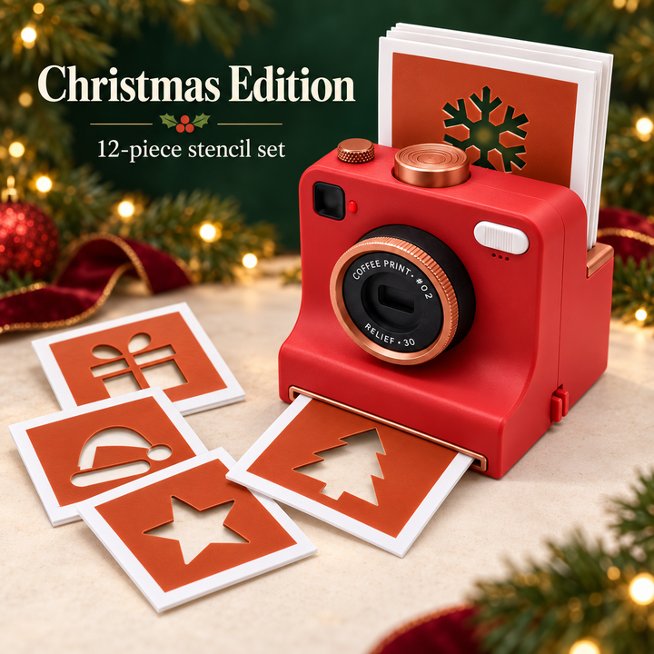 3D Printed Latte Art Camera — 12-Piece Stencil Set