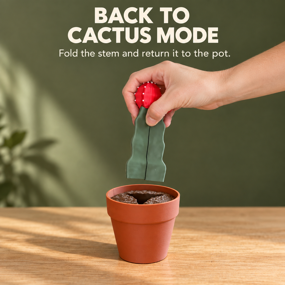 Phoney Cactus Phone Stand — Fold the stem and return it to the pot.