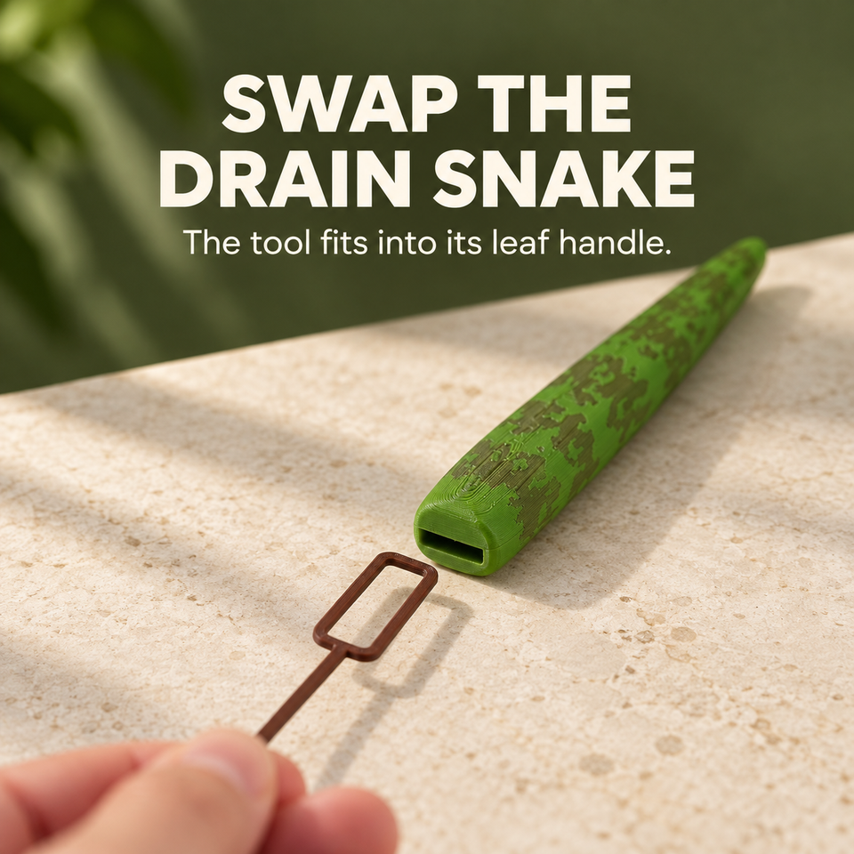 Drain Snake Snake Plant — The tool fits into its leaf handle.