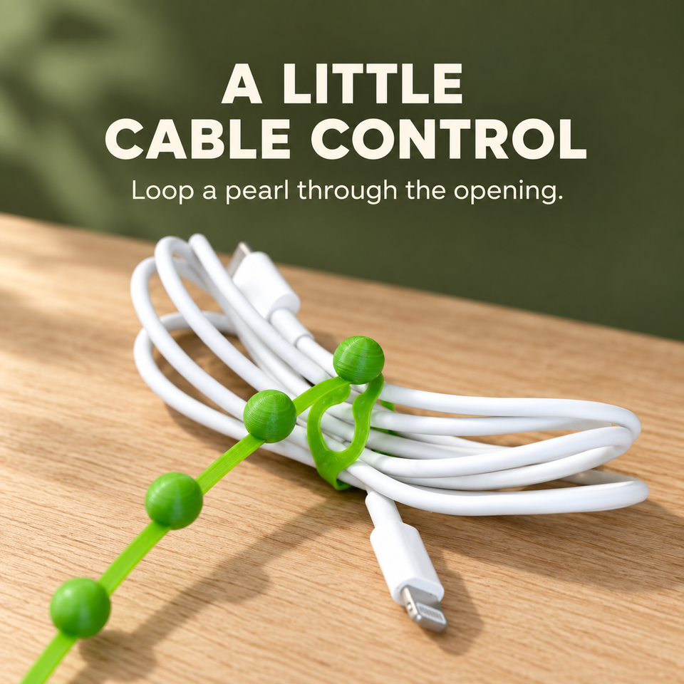 String of Pearls Cable Organizer — Loop a pearl through the opening.