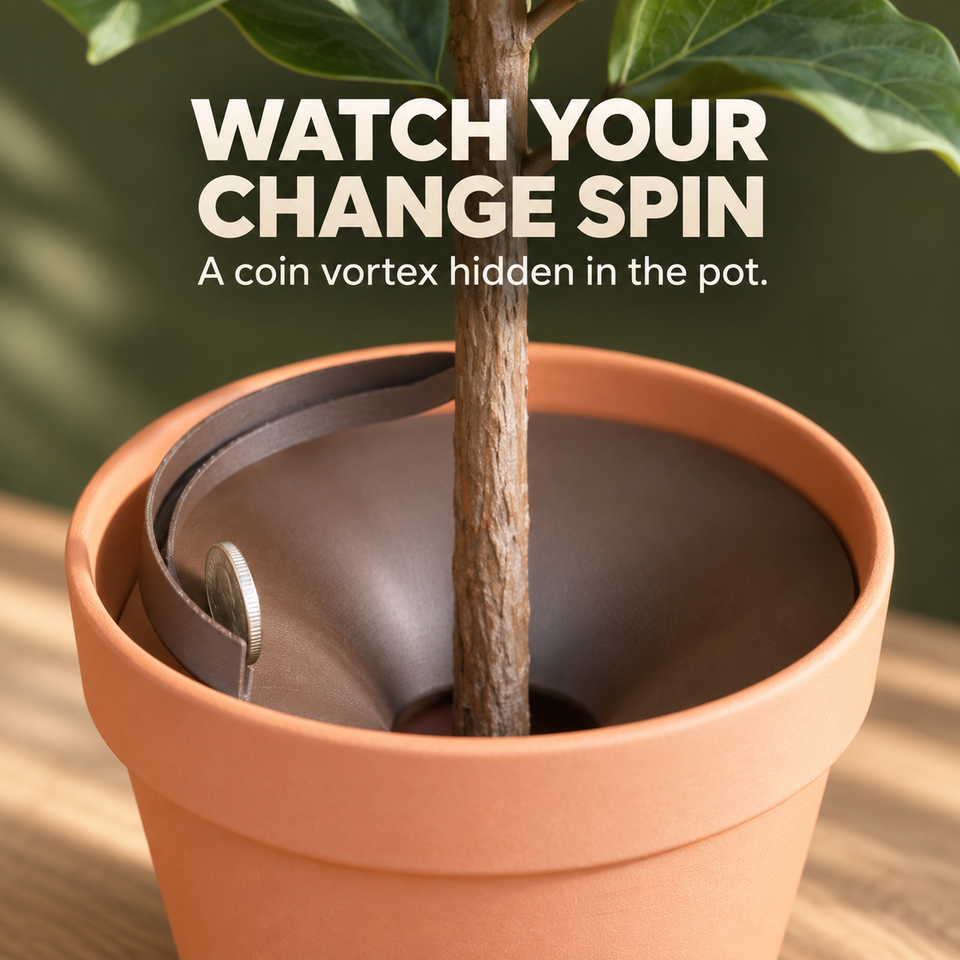 Figgy Bank — A coin vortex hidden in the pot.