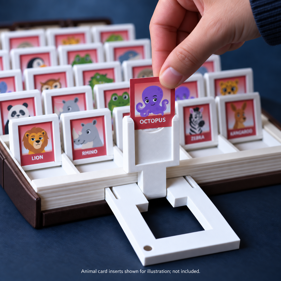 PlayBook'd Zoo Are You? — Snap-in animal-card holder details; paper card inserts not included