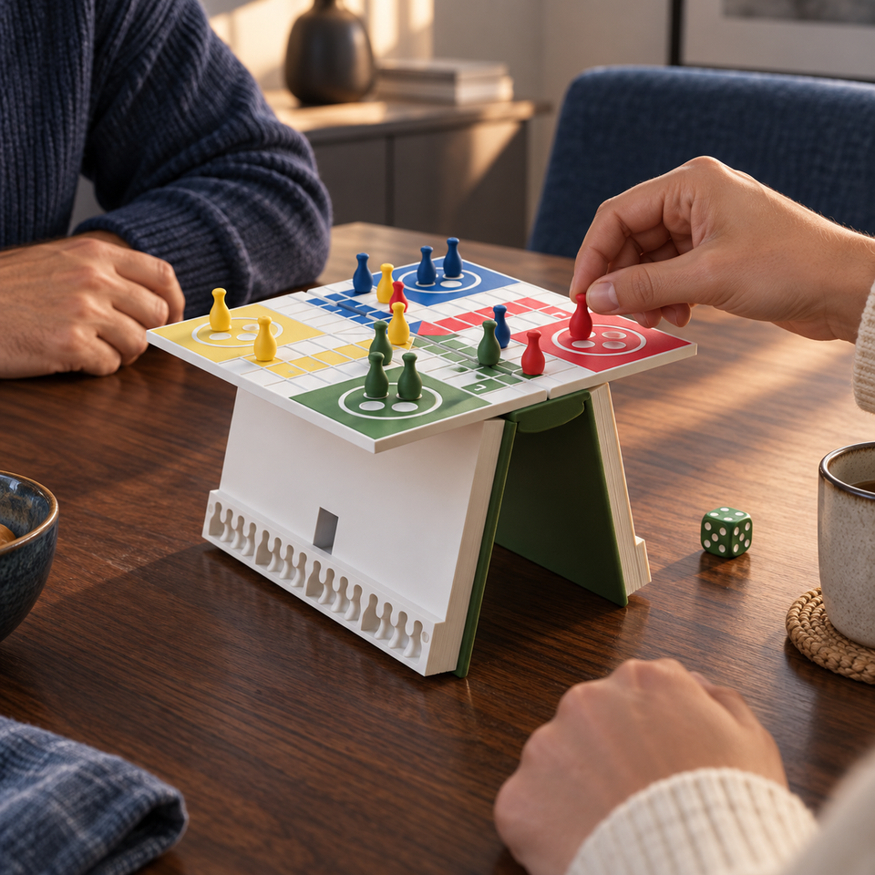 PlayBook'd Ludo — Tabletop use scene