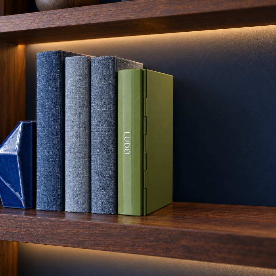PlayBook'd Ludo — Closed bookshelf storage