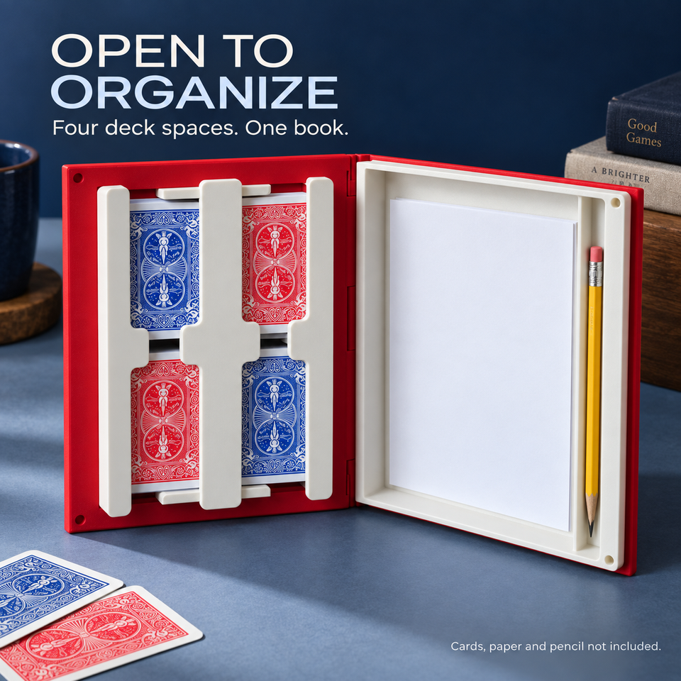 PlayBook'd Playing Card Organizer — Card-storage demonstration; cards, paper and pencil not included