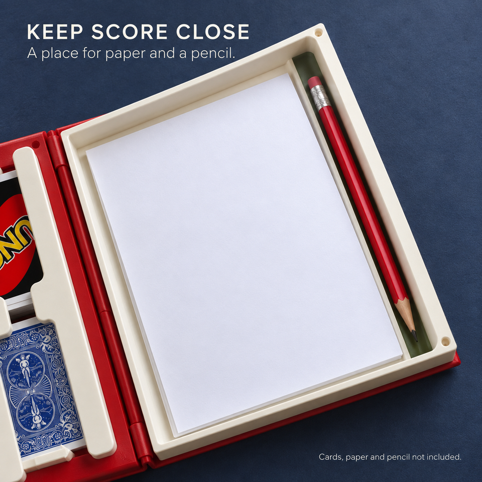 PlayBook'd Playing Card Organizer — Storage compartments; cards, paper and pencil not included