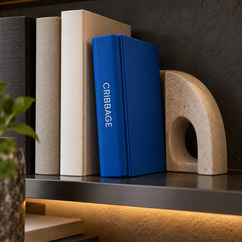 PlayBook'd Cribbage — Closed bookshelf storage