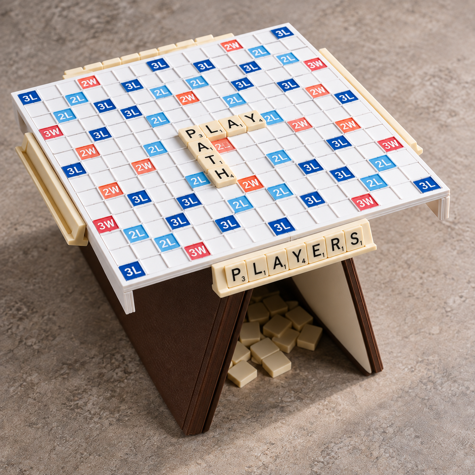 PlayBook'd Crosswords — Unfolded tabletop design