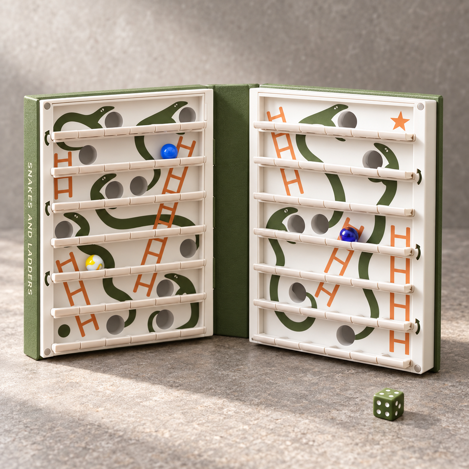 PlayBook'd Snakes and Ladders — Unfolded tabletop design