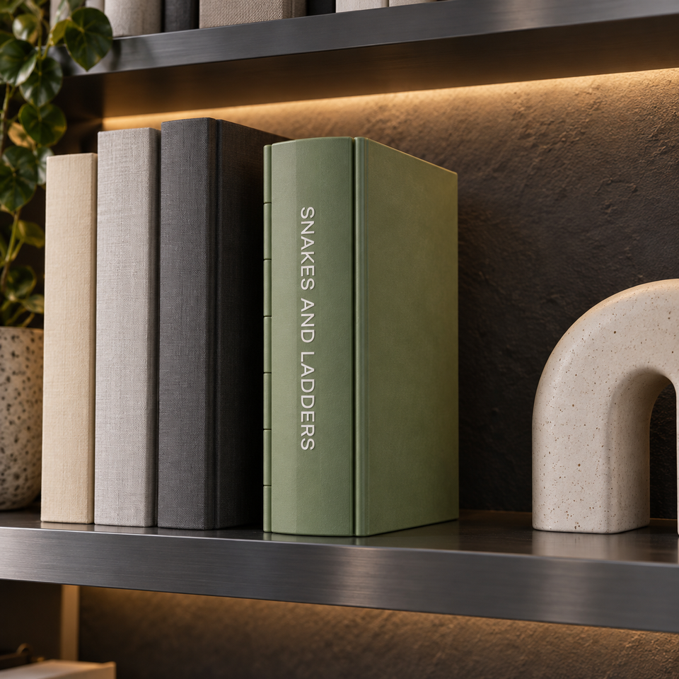 PlayBook'd Snakes and Ladders — Closed bookshelf storage