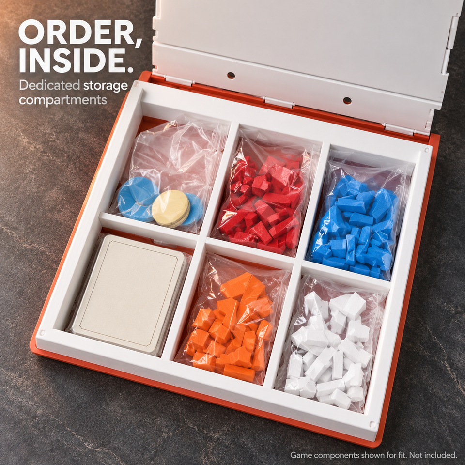 PlayBook'd Settlers' Storage — CATAN-Compatible Organizer — Six-compartment storage; game components not included