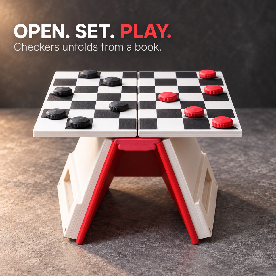 PlayBook'd Checkers — Unfolded tabletop design