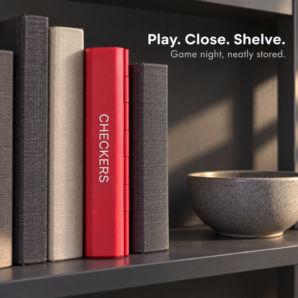 PlayBook'd Checkers — Closed bookshelf storage