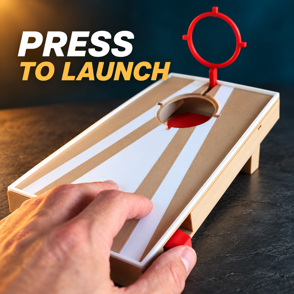 Desktop Cornhole — Side trigger play detail