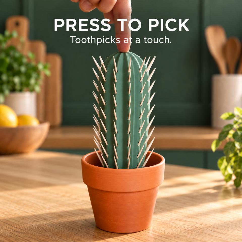 Cactus Toothpick Holder — Press, Pick, Enjoy — press