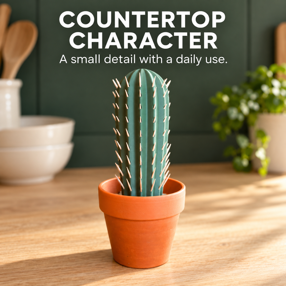 Cactus Toothpick Holder — Press, Pick, Enjoy — display