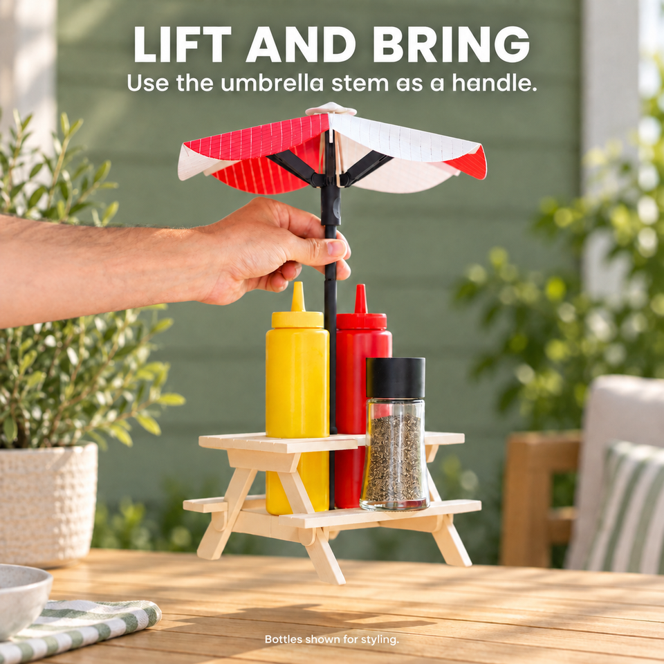 Picnic Table Condiment Caddy — lift and bring