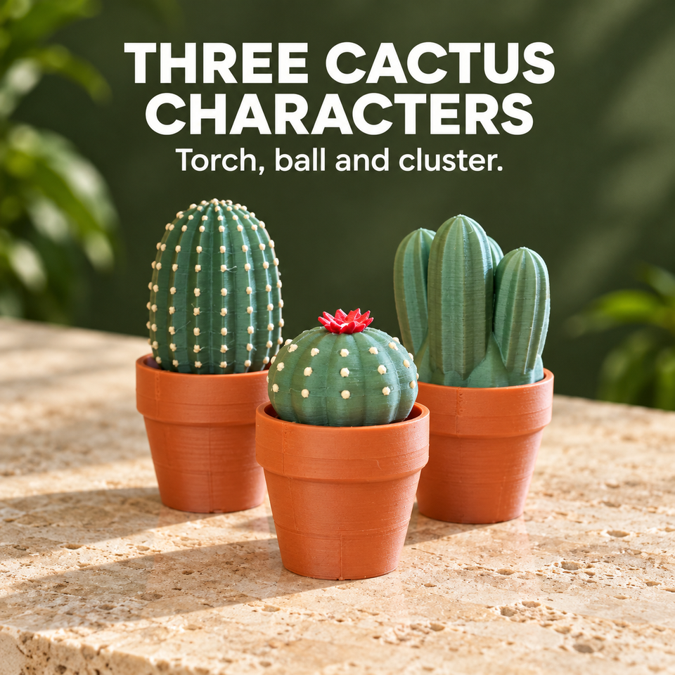 Clicky Cacti — three cactus characters