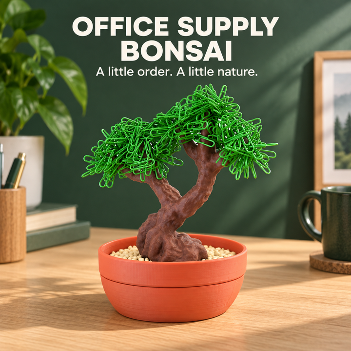 Office Supply Bonsai — Magnetic Desk Organizer