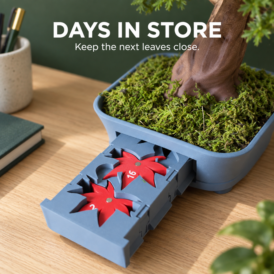 Bonsai 365 Calendar — Watch the Month Bloom — Calendar drawer storage