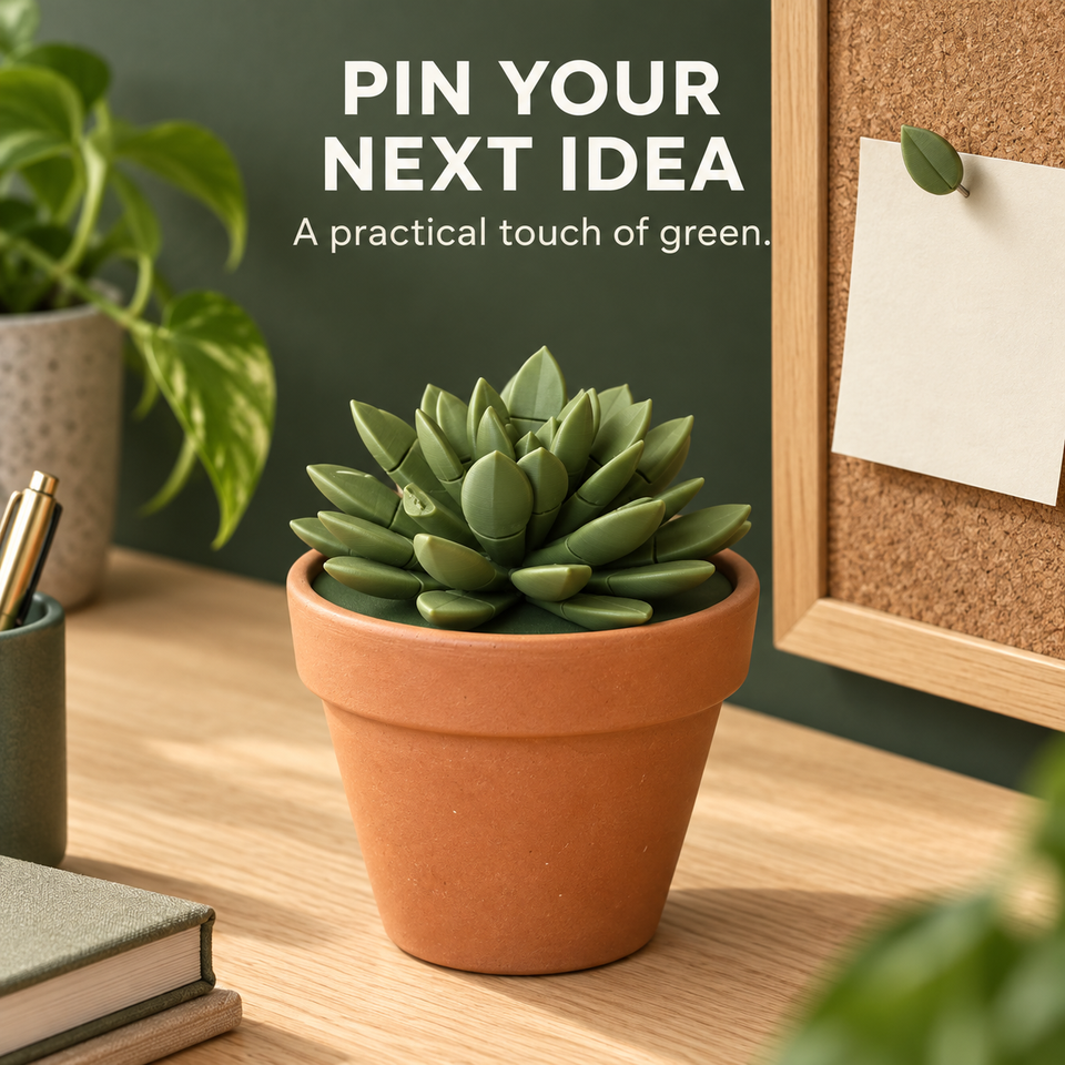 Push Pin Succulent — A Place for Bright Ideas — Using a leaf pushpin