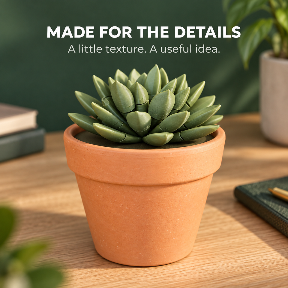 Push Pin Succulent — A Place for Bright Ideas — Removable stem and pot texture