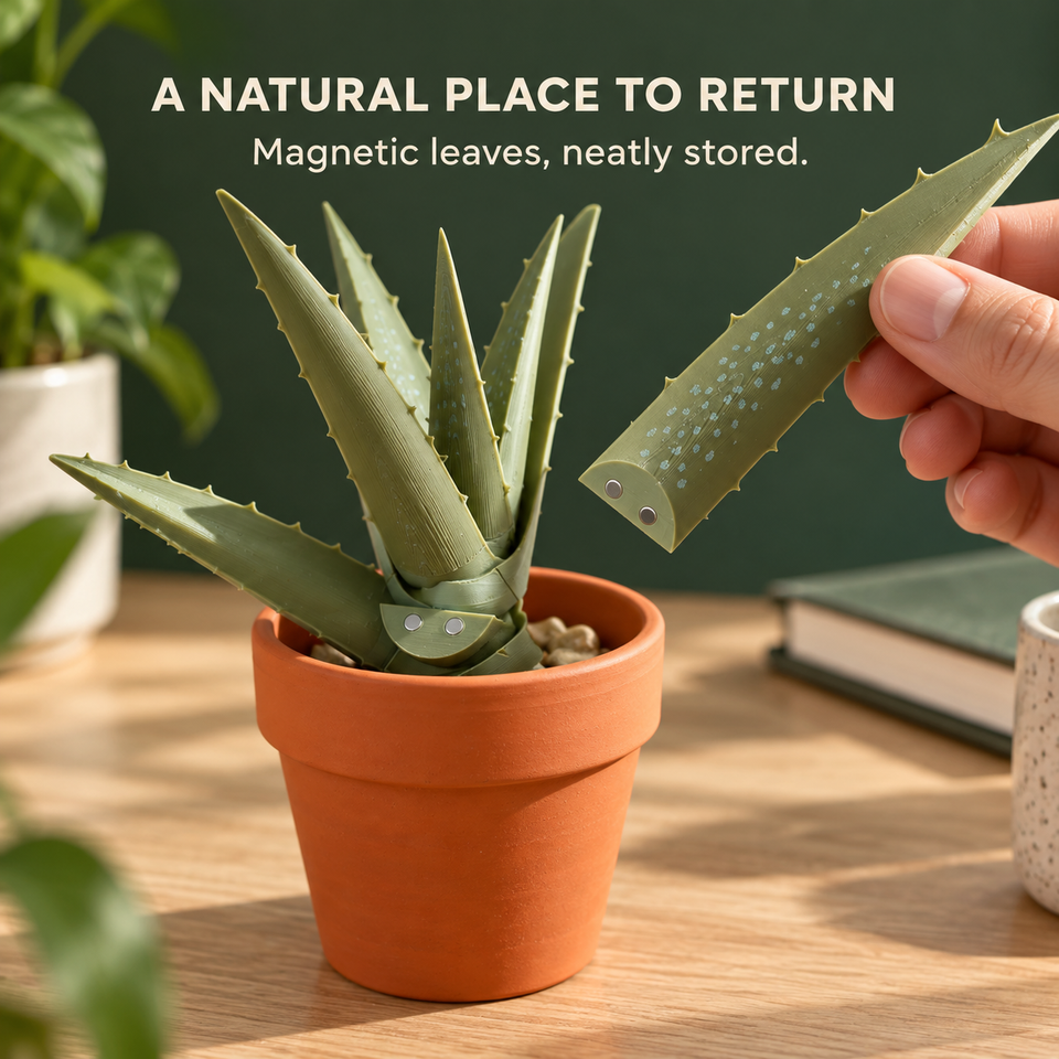 Aloe Vera Pen Plant — Let Good Ideas Grow — Magnetic removable pen seat