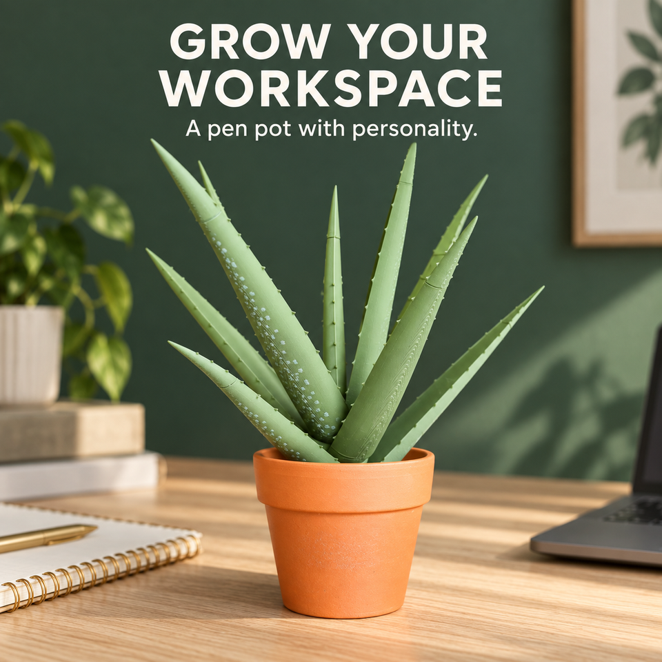 Aloe Vera Pen Plant — Let Good Ideas Grow — Complete pen plant at work