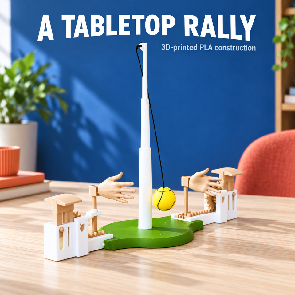 Tabletop Tetherball — Mechanical Hand Rally — Full kit tabletop form