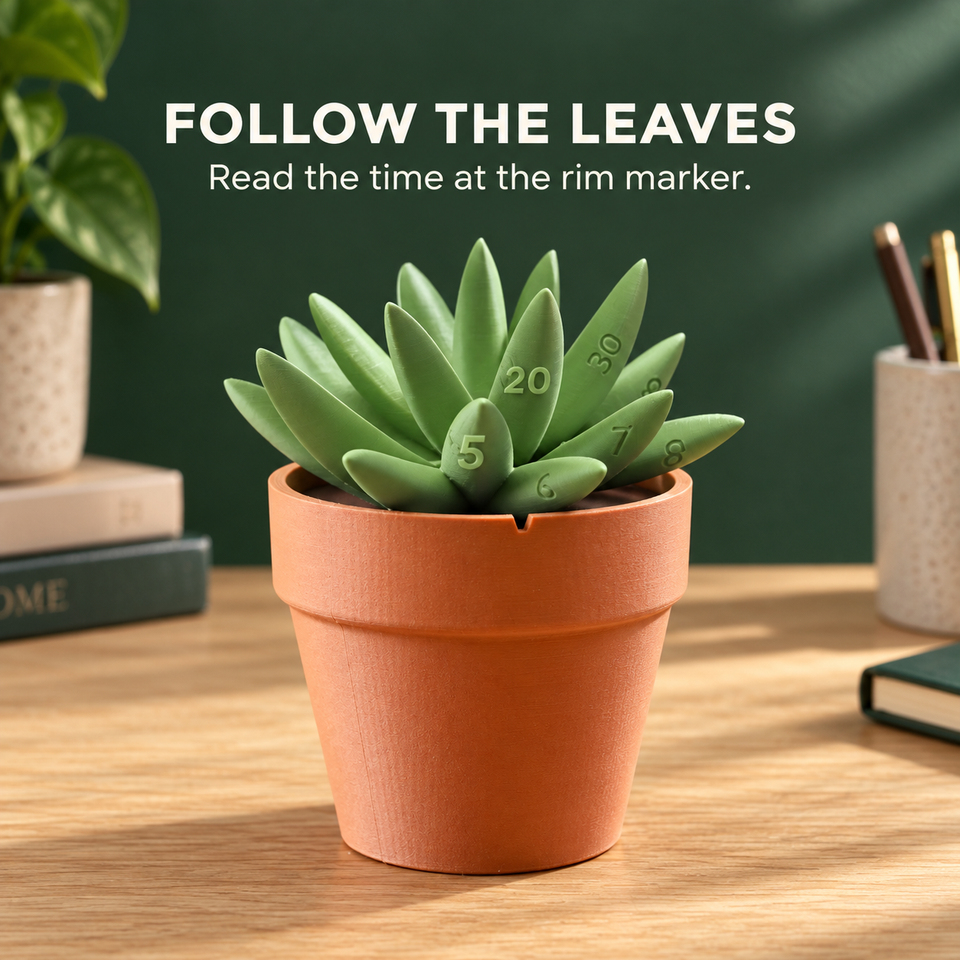 Succulent Clock — A Fresh Way to Tell Time — Front rim time alignment notch
