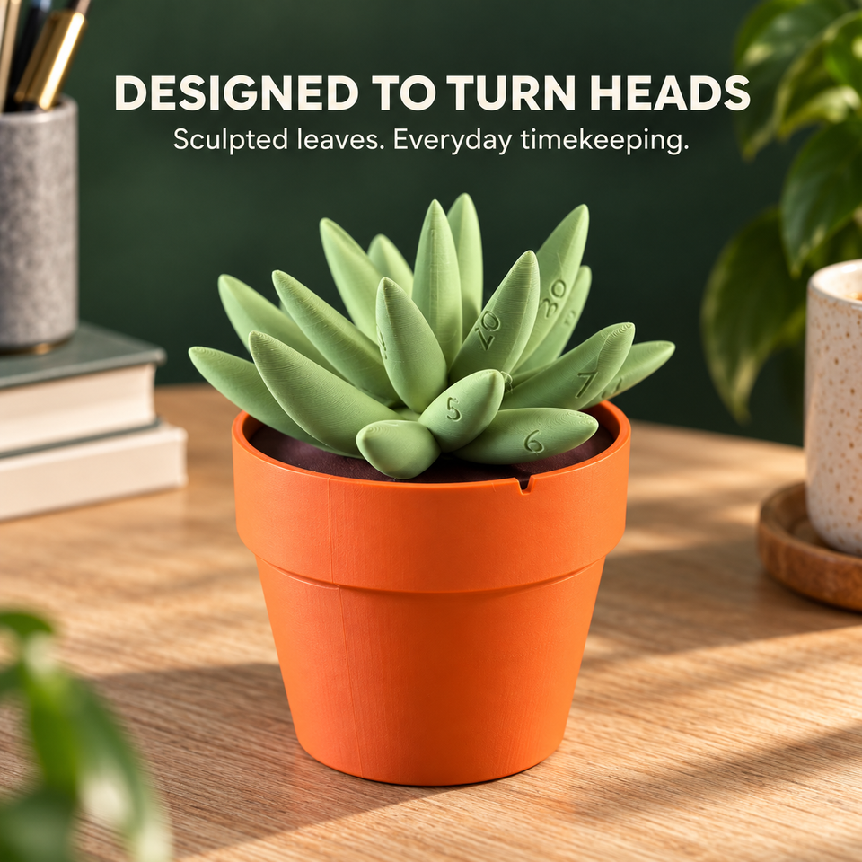 Succulent Clock — A Fresh Way to Tell Time — Printed leaf clock texture