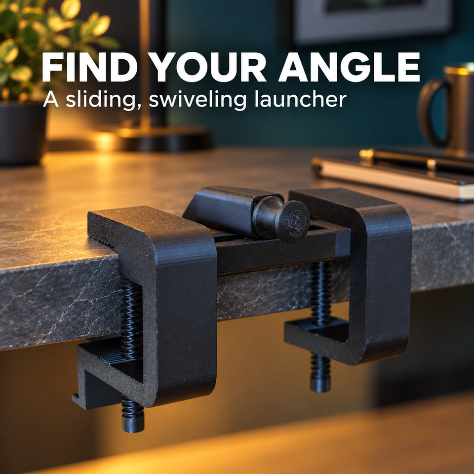 Desktop Bowling — Sliding swiveling launcher