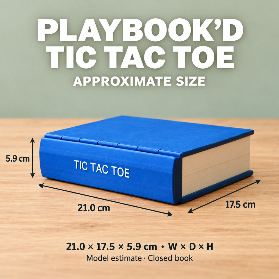 PlayBook'd Tic Tac Toe — Approximate dimensions
