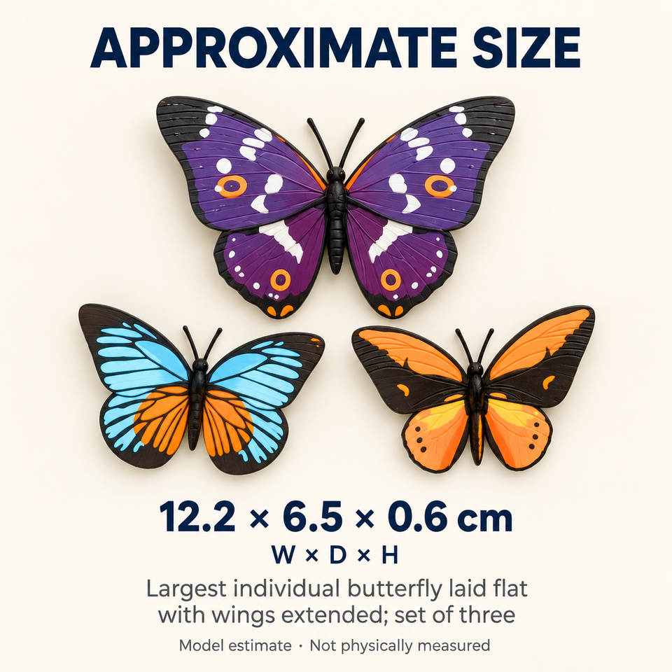 Butterfly Magnets Pack II — Approximate dimensions