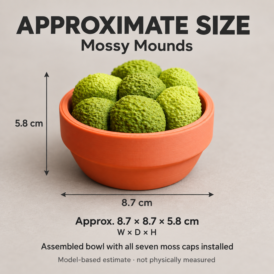 Mossy Mounds — Approximate dimensions