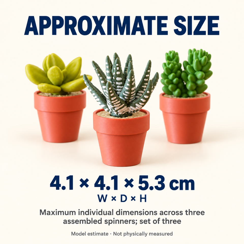 Spinny Succulents Pack II — Approximate dimensions