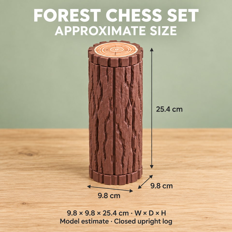Forest Chess Set — Approximate dimensions
