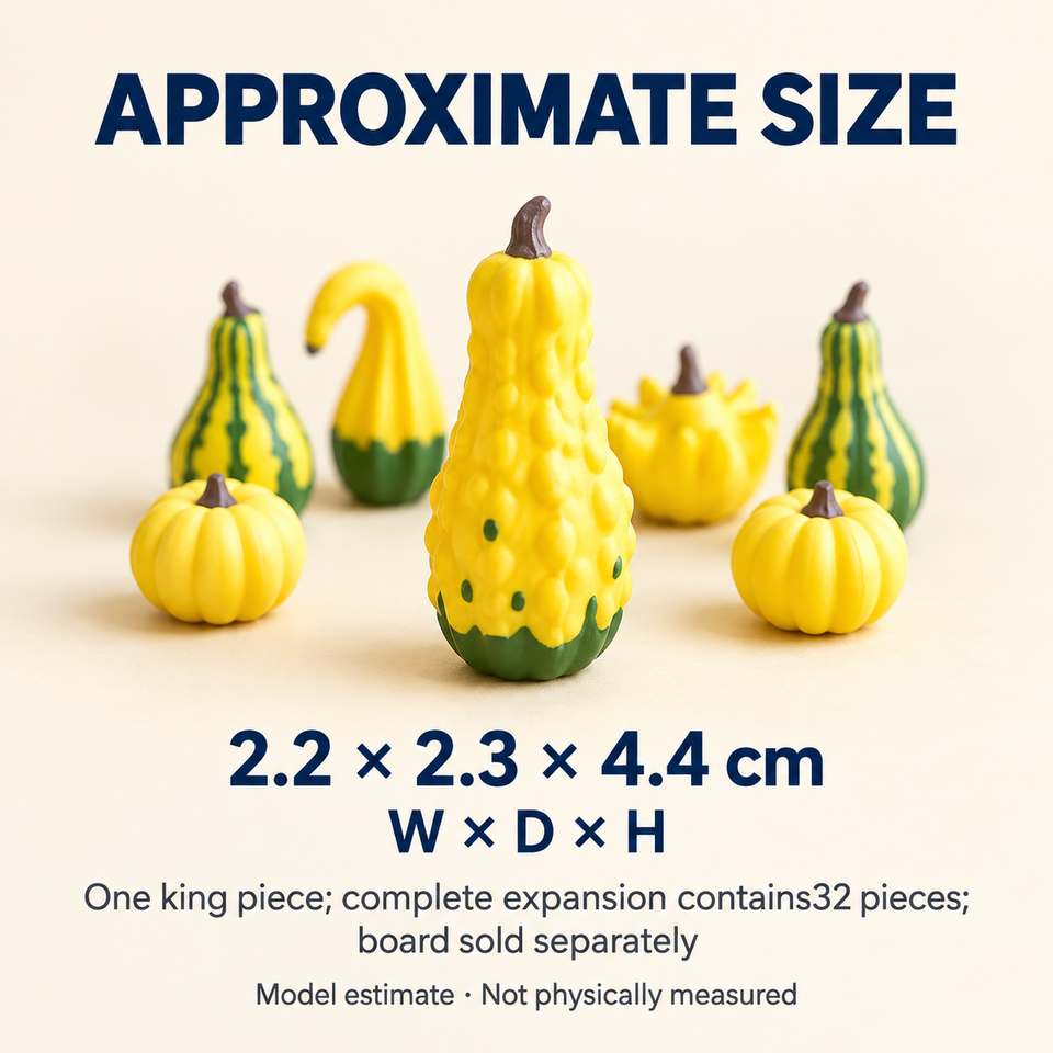 Gourd Gambit Chess Pieces — Approximate dimensions