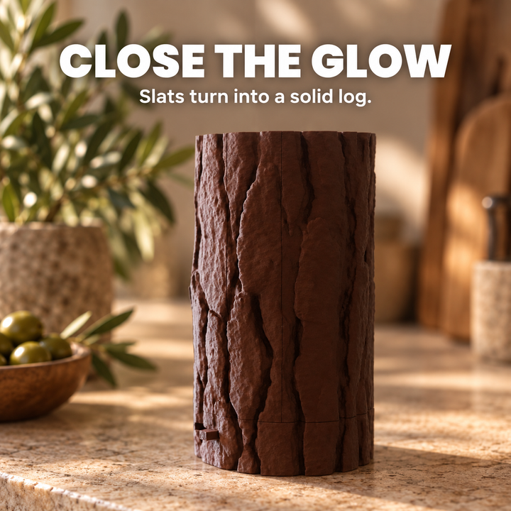 Lantern Log — Cabin Light in Printed Bark