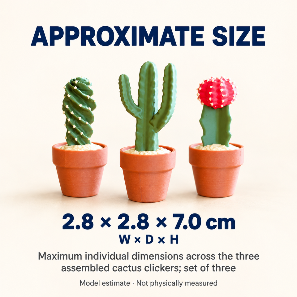 Clicky Cacti Pack II — Approximate dimensions