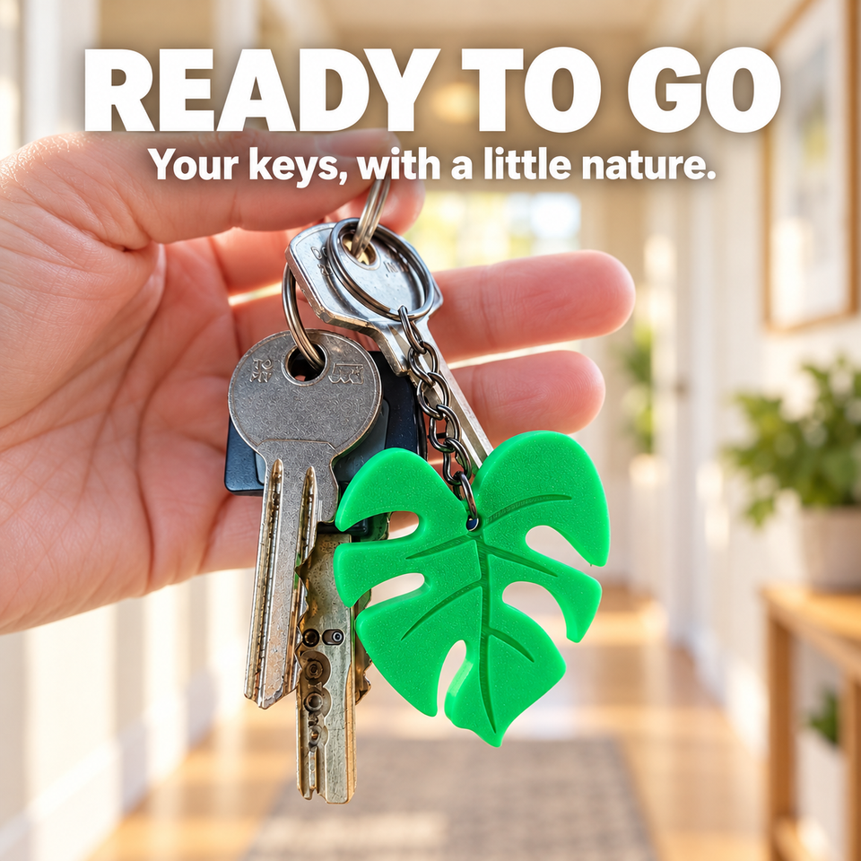 Monstera Leaf Keychain — Lifestyle or play view