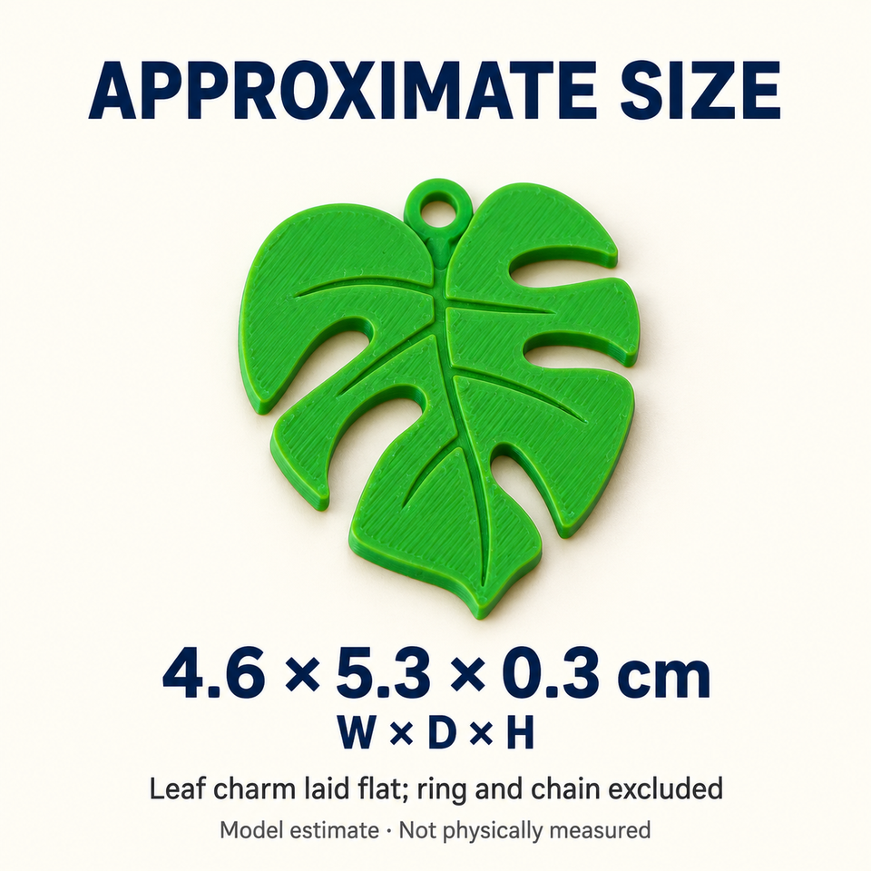 Monstera Leaf Keychain — Approximate dimensions