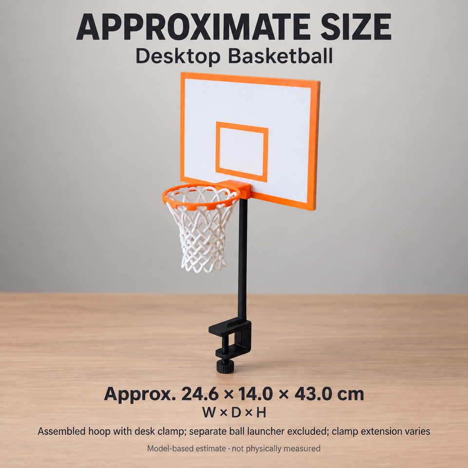 Desktop Basketball — Approximate dimensions